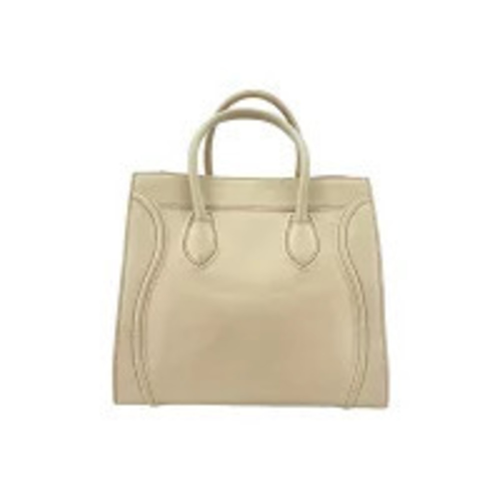 Celine Leather Luggage Tote Shopper Handbag Beige Cream